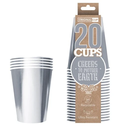 20 Paper Cups Argents 53cl
