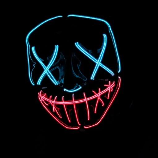 Led Mask Nightmare Blue Red Mouth