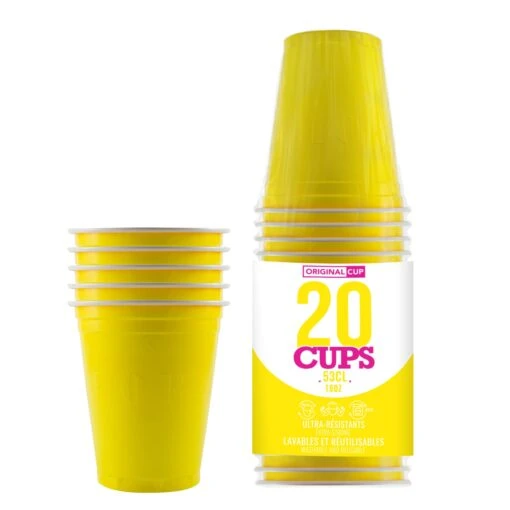 20 Gobelets Jaunes 53cl