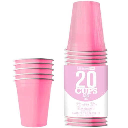 20 Gobelets Roses Pastel 53cl