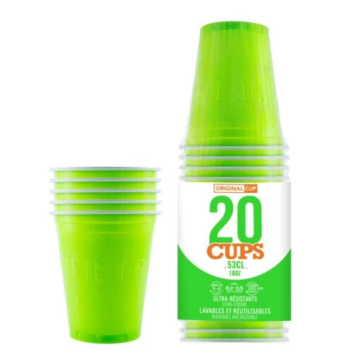 20 Gobelets Verts Fluo 53cl